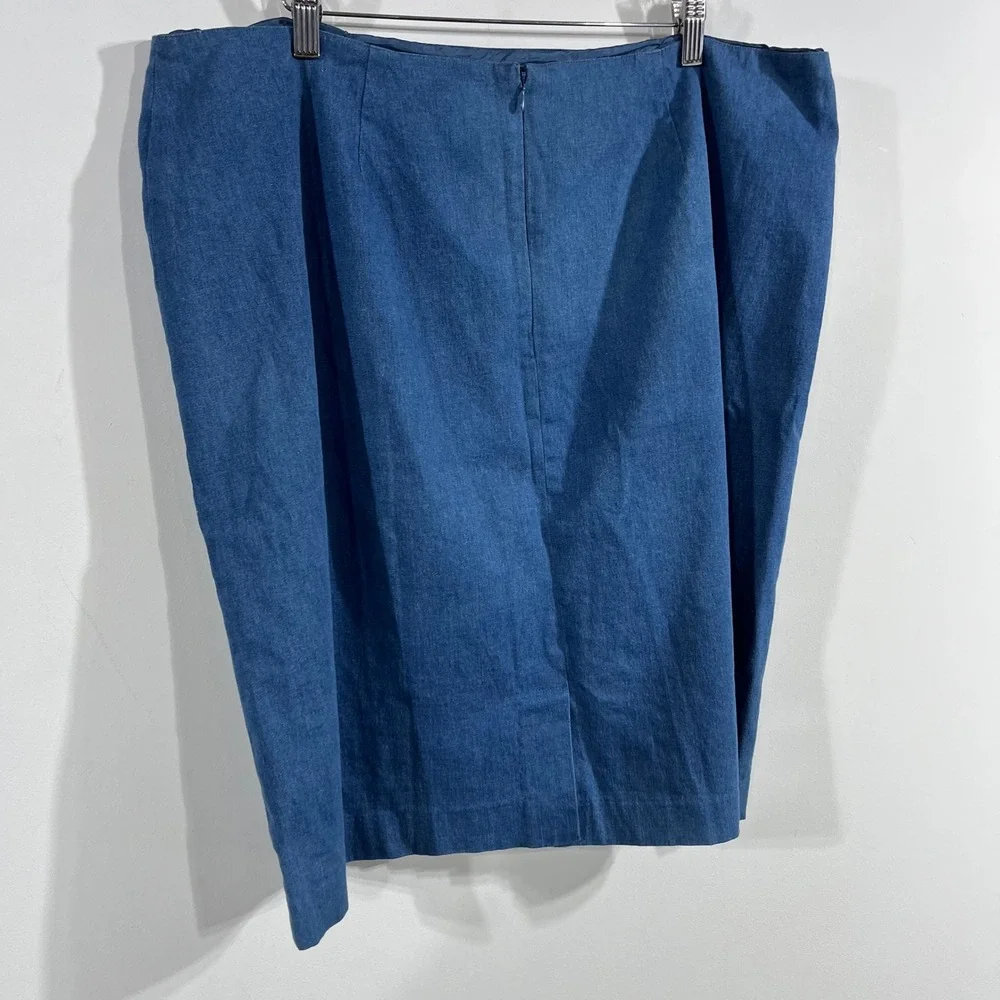 Jane Seymour VTG 90s Cottagecore Denim Embroidered Beaded Skirt Plus 20 Artsy